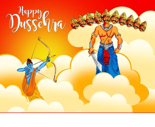 "Happy Dussehra" üdvözlő kártya, boldog vijayadashmi vagy Navaratri, Indiában fontos Hindu fesztivál Stock illusztráció — Stock Fotó