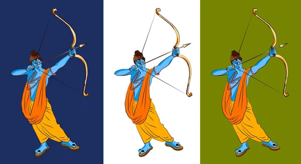Запас ілюстрація "щасливі Дуссехра" Вітальна листівка, щасливі vijayadashmi або Navaratri, показуючи ілюстрація того, індуїстські Бог лорда оперативної пам'яті або рами над барвистий фон. Важливі індуїстський фестиваль в Індії — стокове фото