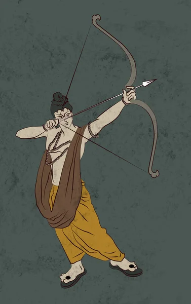 股票贺卡十节使用的印度教的神或主或巴格万希拉姆或拉玛或 ram 的插图用弓和箭，主角从罗摩衍那经文，图稿适合快乐十贺卡 — 图库照片