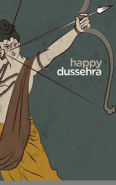Tarjeta de felicitación de stock para el festival Dussehra usando ilustración de dios hindú o Señor o shriram bhagwan o Rama o ram con arco y flecha, Caractor principal de Ramayana scripture, obra de arte adecuada para la tarjeta de felicitación feliz dussehra — Foto de Stock