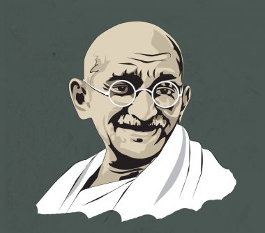 Mohandas Karamçand Gandi veya mahatma gandhi, Sigara voilence terfi büyük Hint özgürlük savaşçısı hisse senedi çizimi