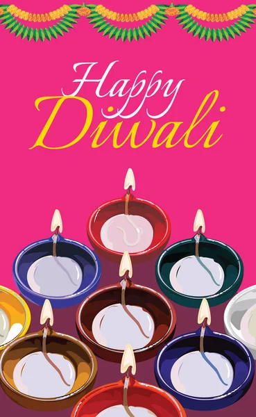 Tebrik kartı çizim veya sanat giriþi özelliðini kullanarak Diwali kandil kil veya Diya mutlu bayramlar metin ile aydınlatılmış