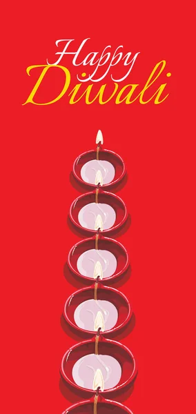 Diwali ευχετήριες κάρτα εικονογράφηση ή έργα τέχνης χρησιμοποιώντας παραδοσιακές φωτίζεται καντήλι πηλό ή Diya με ευτυχισμένο diwali κείμενο — Φωτογραφία Αρχείου