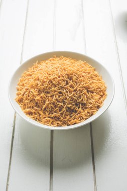 stok fotoğraf Sev Namkeen yiyecek toplama Aloo Sev de biliyorum namkin ve nimco popüler bir keskin kokulu snack patates püresi, nohut unu ve baharat yapılmış