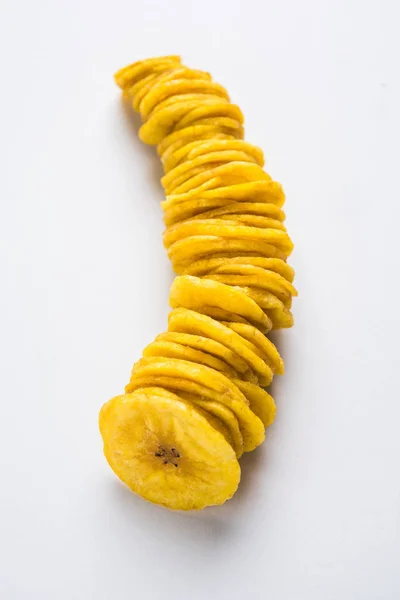 Stock Photo of Healthy Homemade Kela or Banana chips or wafers or Plantain Chips, selective focus — Stock Photo, Image