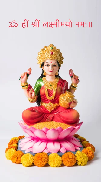 Idol adorazione della dea indù Lakshmi - Lakshmi Puja è una festa religiosa indù che cade su Amavasya (nuovo giorno della luna) che è il terzo giorno di Tihar o Deepawali — Foto Stock