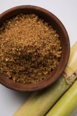 Gümüş şeker ürünleri ve kamışı - şeker kamışı veya ganna, seçici odak bir yan ürünü olan çeşitli grup fotoğrafı