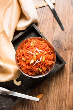 Gajar helva ya da havuç Halwa, seçici odak