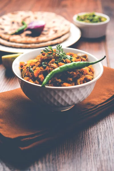 Zunka Bhakar Pithla Pitla Receita Vegetariana Popular Índia — Fotografia de Stock