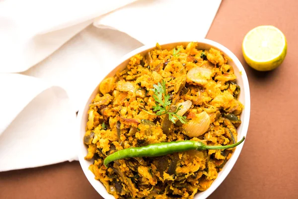Zunka Bhakar Pithla Pitla Populaire Vegetarisch Recept Uit India — Stockfoto