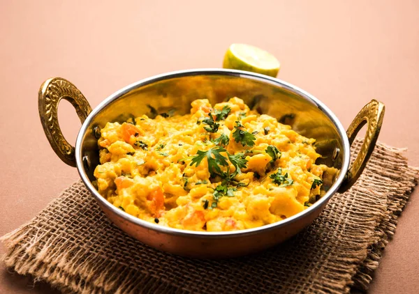 Zunka Bhakar Pithla Pitla Popular Receta Vegetariana India —  Fotos de Stock