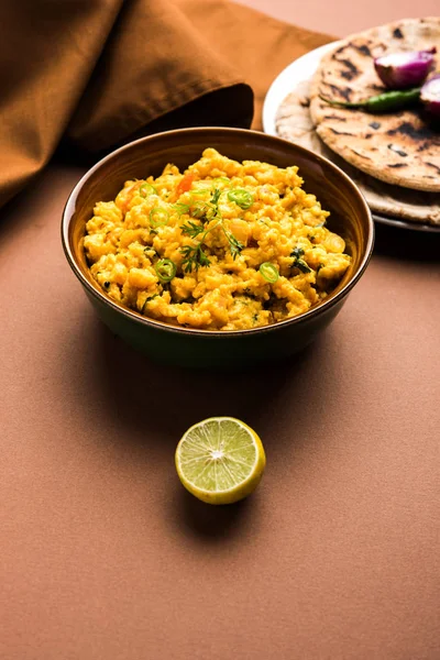 Zunka Bhakar Pithla Pitla Receita Vegetariana Popular Índia — Fotografia de Stock