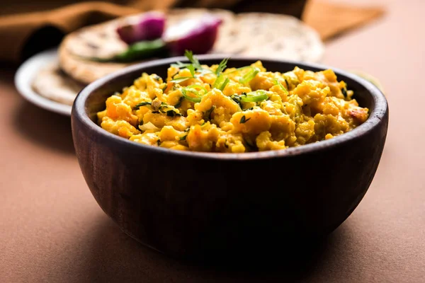 Zunka Bhakar Pithla Pitla Receita Vegetariana Popular Índia — Fotografia de Stock