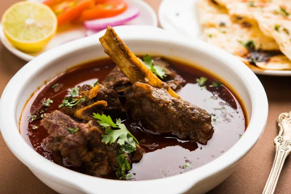 Masala Carneiro Masala Gosht Cordeiro Indiano Rogan Josh Com Algum — Fotografia de Stock