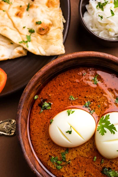 Anda Curry Huevo Curry Huevo Masala Salsa Comida Picante India — Foto de Stock