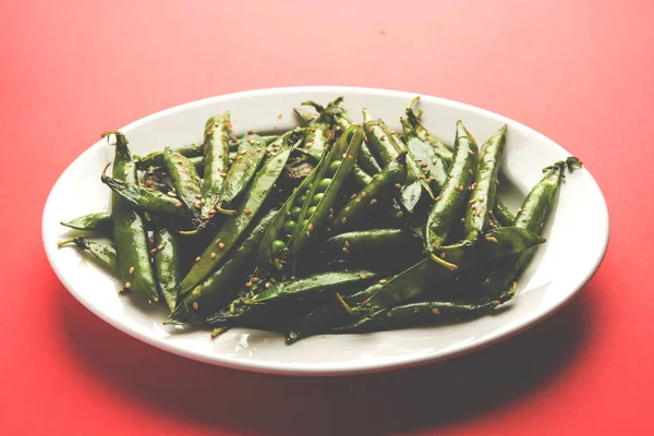 Vaina Guisantes Verdes Fritos Picantes Chatpata Matar Falli — Foto de Stock