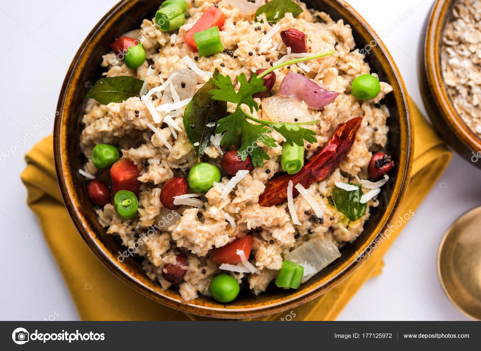 Image of oats upma Masala Oats Upma Healthy Breakfast Menu India — Stock Photo