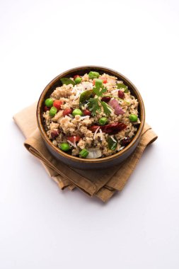 Masala yulaf Upma sağlıklı kahvaltı menüsü Hindistan olduğunu