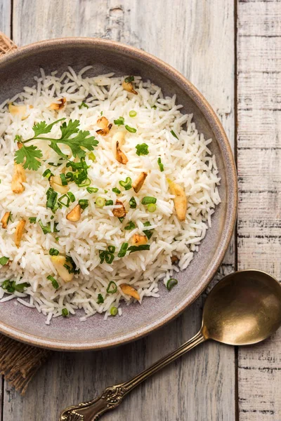 Garlic Fried Rice Cooked White Basmati Rice Fried Garlic Served — Stock Photo, Image