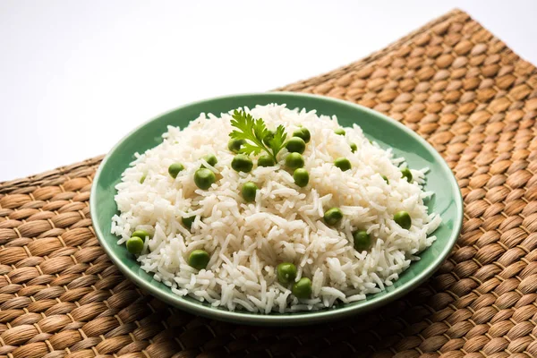 Basmati Rice Pilaf Pulav Peas Vegetable Rice Using Green Peas — Stock Photo, Image