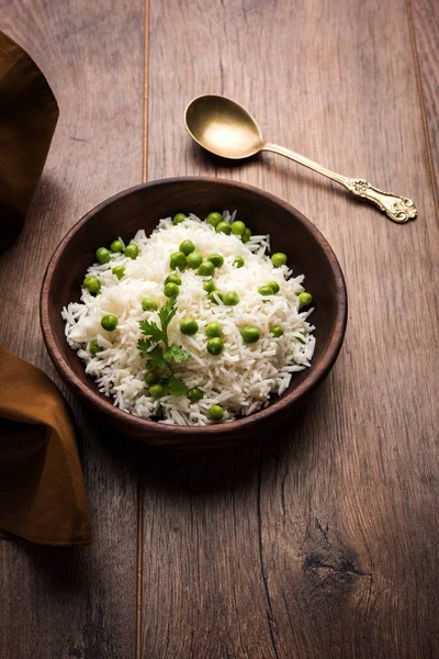 Basmati Rýže Pilaf Nebo Pulav Hráškem Nebo Zeleninová Rýže Pomocí — Stock fotografie