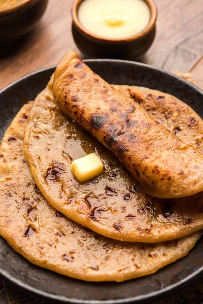 Puran Poli Puranpoli Holige Obbattu Hint Tatlı Gözleme Seçici Odak — Stok fotoğraf