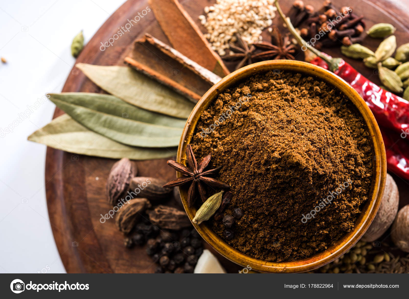 Indian Spice Mix Garam Masala Pile White Bowl White Background Stock Photo  by © 178822964
