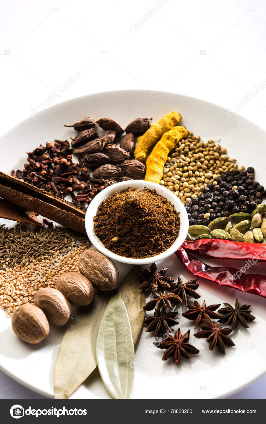 Indian Spice Mix Garam Masala Pile White Bowl White Background Stock Photo  by © 178823260