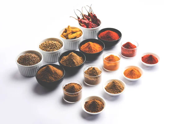 Indian Colourful Spices Group Photo Four Basic Indian Spices Raw — Stock Photo, Image