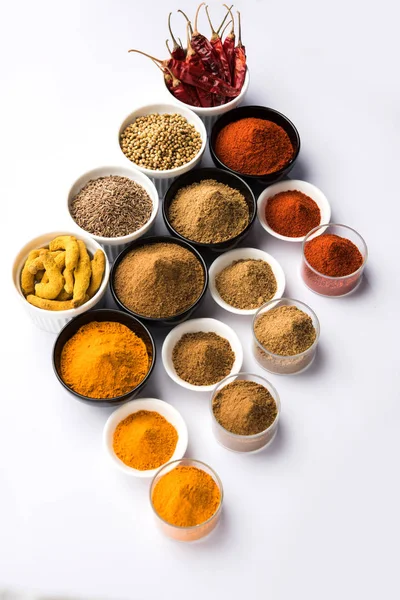 Indian Colourful Spices Group Photo Four Basic Indian Spices Raw — Stock Photo, Image