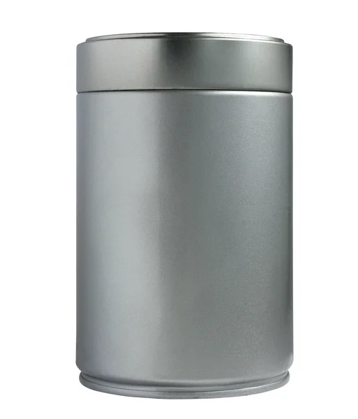 Металлическая тонкая контейнерная форма цилиндра изолирована — стоковое фото