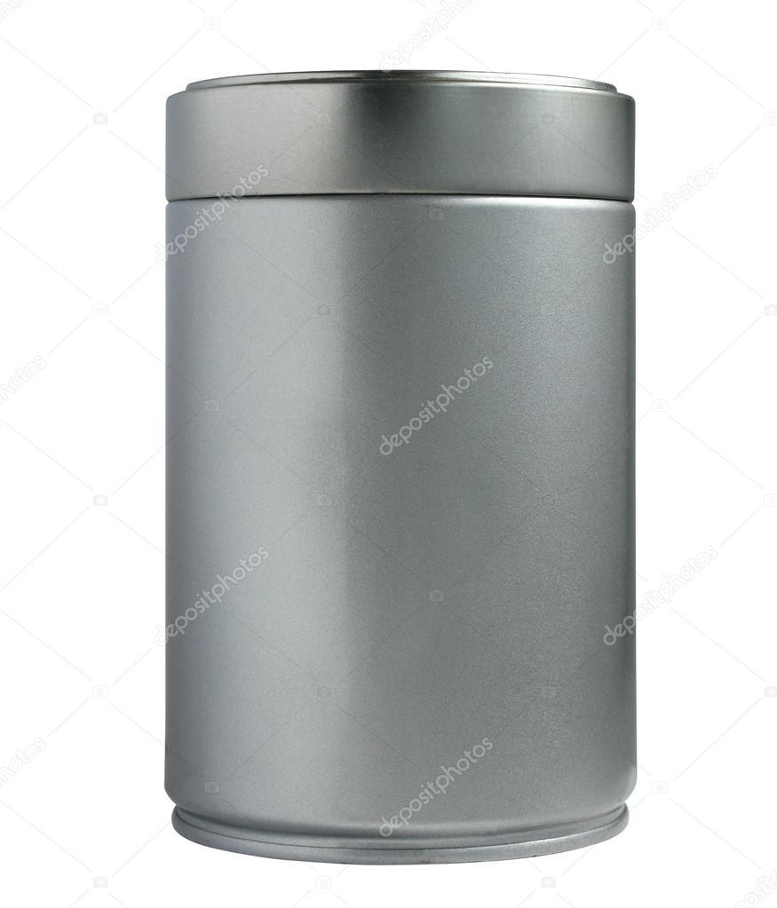 Metallic thin can container cylinder form isolated