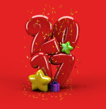 3D resimde yeni yıl 2017 tipografi