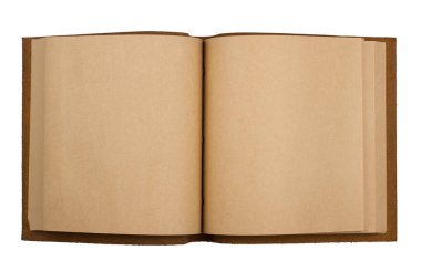 açık defter deri ile izole üzerinde beyaz kapak