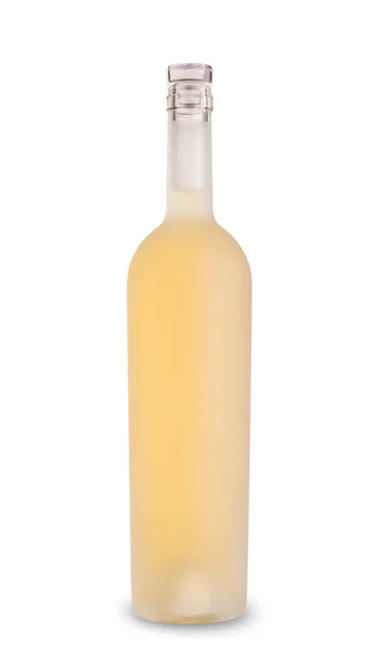 White wine in etched bottle without label — Stock Photo, Image