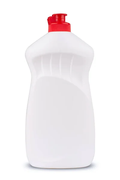 Bílá miska čištění lahev s gelem, samostatný — Stock fotografie
