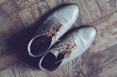 vintage deri ayakkabı Üstten Görünüm