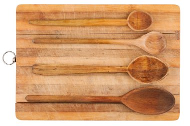 mutfak tahta kaşıklar ahşap tahta üzerinde