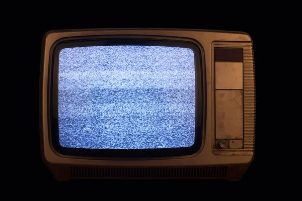 Old TV with no signal image on black background — Stock Photo, Image