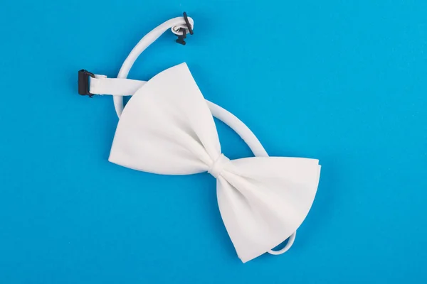 White bow tie on blue background — Stock Photo, Image