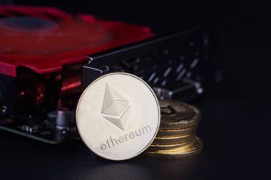 Ethereum cryptocurrency araştırma kavramı ile altın paralar