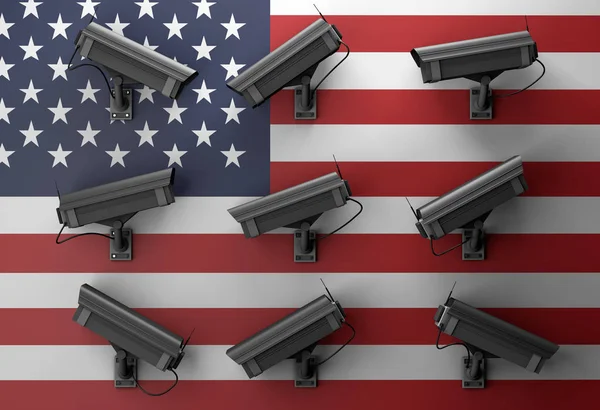 3d ilustración concepto de privacidad con cámaras de vigilancia —  Fotos de Stock
