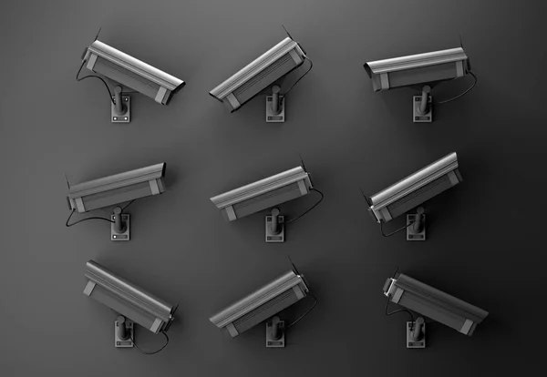 3d ilustración concepto de privacidad con cámaras de vigilancia — Foto de Stock