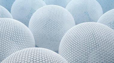 Beyaz soyut geometri kürelerinin 3 boyutlu görüntülemesi