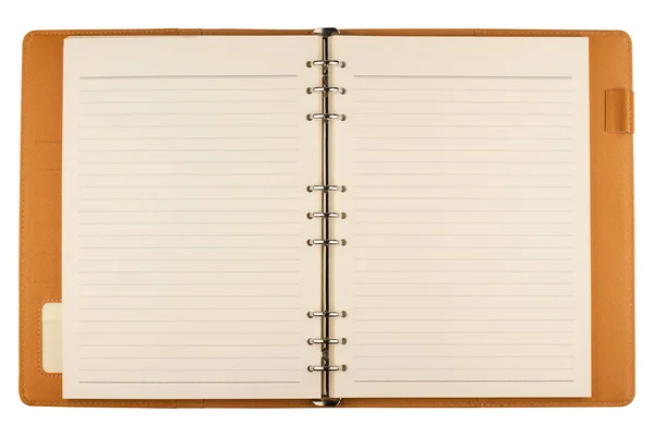 Open notebook agenda on white — 스톡 사진