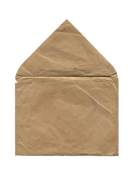 Vista Traseira Close Branco Marrom Velho Envelheceu Carta Aberta Envelope — Fotografia de Stock