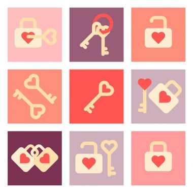 Sevgililer günü düz Icon set