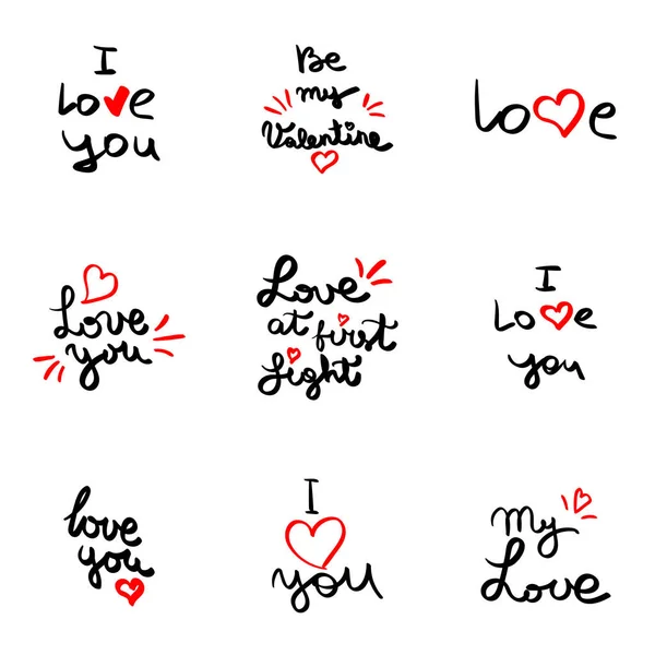 Vektorkarte mit i love you Hand Schriftzug Zitat — Stockvektor