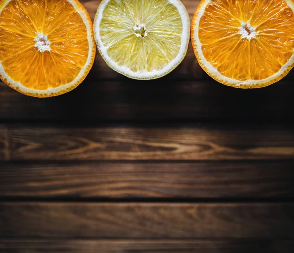 Naranjas Limones Brillantes Jugosos Cítricos Copiar Espacio —  Fotos de Stock
