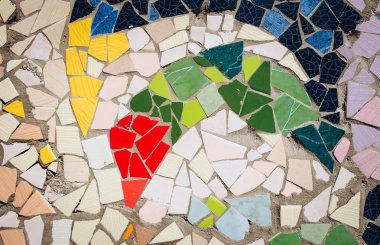 Mozaik duvar Dekoratif süsleme gelen seramik fayans, Dekoratif süsleme kırık. Renkli duvar arka plan.
